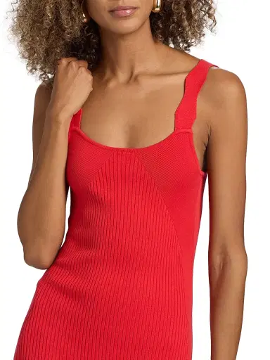 Ramy Brook Women's Kira Ribbed Midi-Dress - Crimson | Thumbnail 6 Ramy Brook Women's Kira Ribbed Midi-Dress - Crimson | Thumbnail 6