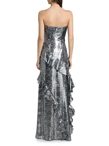 Ramy Brook Women's Dominika Ruffled Metallic Jacquard Strapless Gown | Thumbnail 5 Ramy Brook Women's Dominika Ruffled Metallic Jacquard Strapless Gown | Thumbnail 5