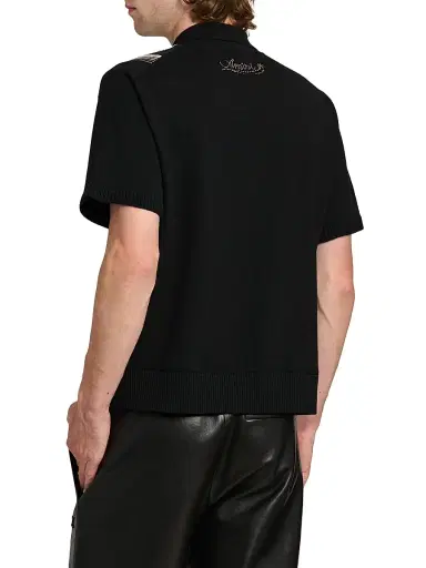 Amiri Men's Embellished Striped Virgin Wool-Blend Shirt - Black | Thumbnail 5 Amiri Men's Embellished Striped Virgin Wool-Blend Shirt - Black | Thumbnail 5
