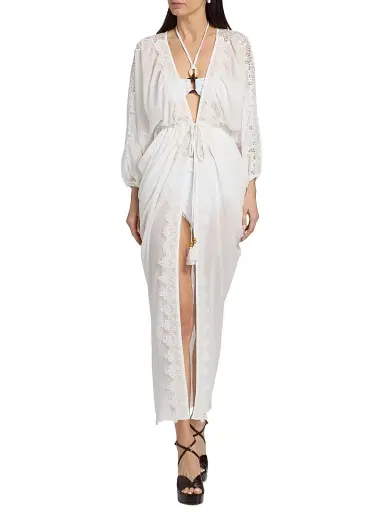 Ramy Brook Women's Bernice Lace-Trim V-Neck Maxi Dress - White | Thumbnail 3 Ramy Brook Women's Bernice Lace-Trim V-Neck Maxi Dress - White | Thumbnail 3