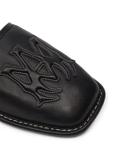 Amiri Men's MA Logo Embossed Leather Mules - Black | Thumbnail 6 Amiri Men's MA Logo Embossed Leather Mules - Black | Thumbnail 6
