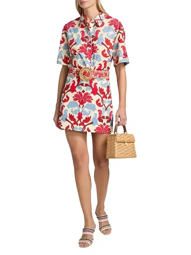 Cara Cara Women's Blaze Floral Cotton Miniskirt - Fluer Crest Ivory - Size 12 | Thumbnail 2 Cara Cara Women's Blaze Floral Cotton Miniskirt - Fluer Crest Ivory - Size 12 | Thumbnail 2