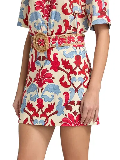 Cara Cara Women's Blaze Floral Cotton Miniskirt - Fluer Crest Ivory - Size 12 | Thumbnail 4 Cara Cara Women's Blaze Floral Cotton Miniskirt - Fluer Crest Ivory - Size 12 | Thumbnail 4