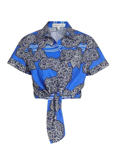 Cara Cara Women's Asbury Floral Cotton Poplin Crop Shirt | Thumbnail 1 Cara Cara Women's Asbury Floral Cotton Poplin Crop Shirt | Thumbnail 1