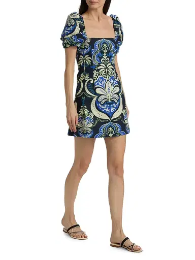 Cara Cara Women's Kelly Graphic Botanical Minidress - Palm Pavillion Cobalt - Size XL | Thumbnail 2 Cara Cara Women's Kelly Graphic Botanical Minidress - Palm Pavillion Cobalt - Size XL | Thumbnail 2