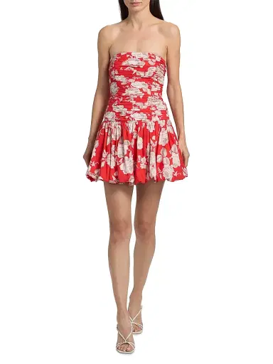 Cara Cara Women's Montreal Floral Dropwaist Minidress - Rosebud Red - Size 12 | Thumbnail 2 Cara Cara Women's Montreal Floral Dropwaist Minidress - Rosebud Red - Size 12 | Thumbnail 2