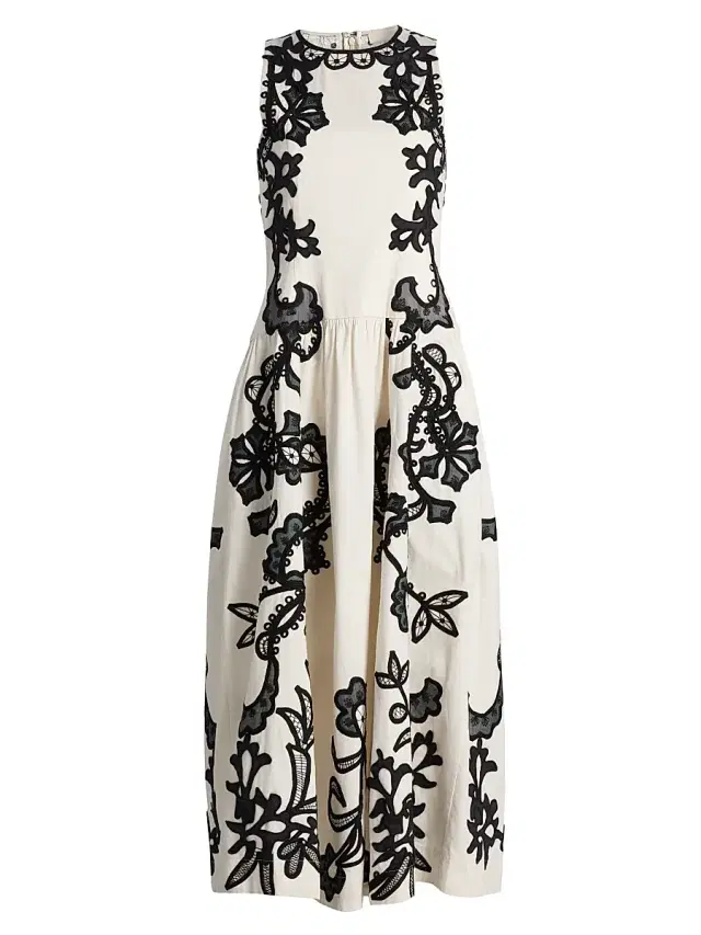 Women's Sonali Appliqué-Embroidered Cotton Midi-Dress - Anemone Women's Sonali Appliqué-Embroidered Cotton Midi-Dress - Anemone