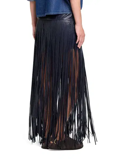 TWP Women's Tangled Up Leather Fringe Maxi Skirt - Midnight | Thumbnail 4 TWP Women's Tangled Up Leather Fringe Maxi Skirt - Midnight | Thumbnail 4