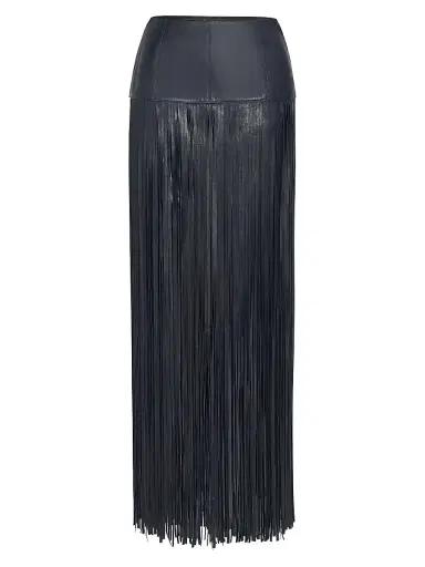 TWP Women's Tangled Up Leather Fringe Maxi Skirt - Midnight | Thumbnail 1 TWP Women's Tangled Up Leather Fringe Maxi Skirt - Midnight | Thumbnail 1