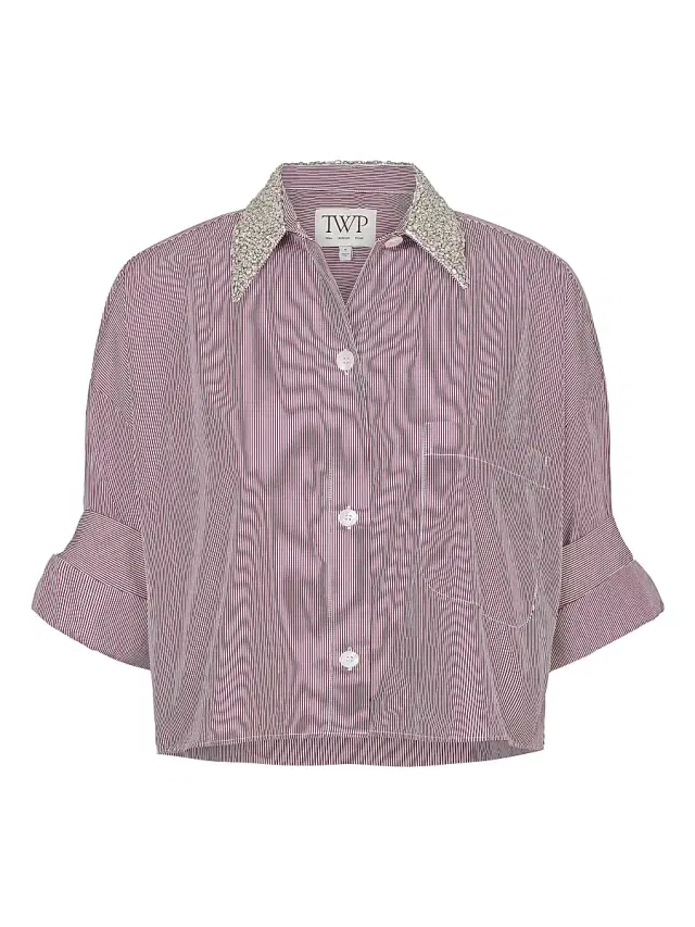 Women's Next Ex Crystal Collar Shirt - White Wine Women's Next Ex Crystal Collar Shirt - White Wine