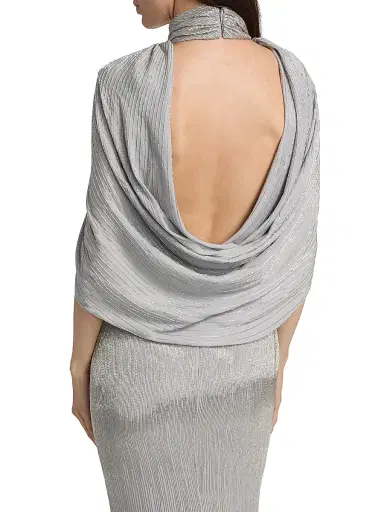 Oscar de la Renta Women's Bugle-Beaded Ombré Silk Georgette Open Back Gown - Smoke | Thumbnail 6 Oscar de la Renta Women's Bugle-Beaded Ombré Silk Georgette Open Back Gown - Smoke | Thumbnail 6