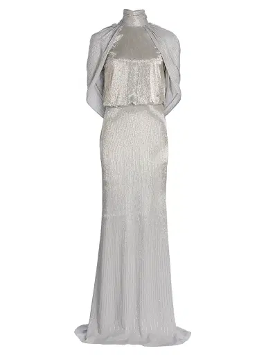 Oscar de la Renta Women's Bugle-Beaded Ombré Silk Georgette Open Back Gown - Smoke | Thumbnail 1 Oscar de la Renta Women's Bugle-Beaded Ombré Silk Georgette Open Back Gown - Smoke | Thumbnail 1