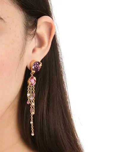 Oscar de la Renta Women's Pear Rhinestone 24K-Gold-Plated Chandelier Earrings - Rose | Thumbnail 2 Oscar de la Renta Women's Pear Rhinestone 24K-Gold-Plated Chandelier Earrings - Rose | Thumbnail 2