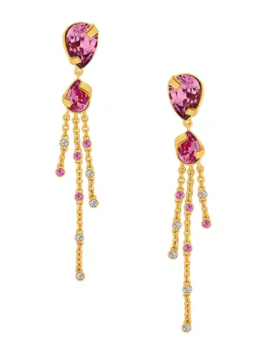 Oscar de la Renta Women's Pear Rhinestone 24K-Gold-Plated Chandelier Earrings - Rose | Thumbnail 1 Oscar de la Renta Women's Pear Rhinestone 24K-Gold-Plated Chandelier Earrings - Rose | Thumbnail 1