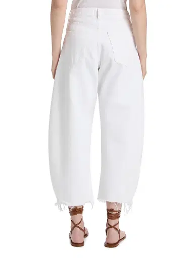 FRAME Women's The Bubble High-Rise Barrel Crop Jeans - White New Fray | Thumbnail 5 FRAME Women's The Bubble High-Rise Barrel Crop Jeans - White New Fray | Thumbnail 5