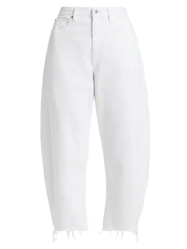 FRAME Women's The Bubble High-Rise Barrel Crop Jeans - White New Fray | Thumbnail 1 FRAME Women's The Bubble High-Rise Barrel Crop Jeans - White New Fray | Thumbnail 1