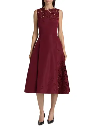 Oscar de la Renta Women's Cut-Out Floral-Embroidered Silk Cocktail Dress - Merlot | Thumbnail 3 Oscar de la Renta Women's Cut-Out Floral-Embroidered Silk Cocktail Dress - Merlot | Thumbnail 3