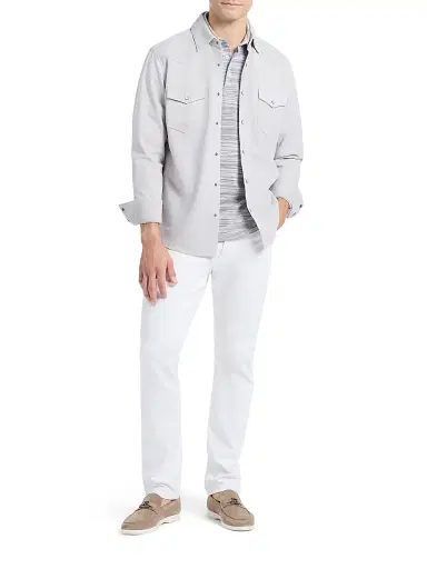 Robert Graham Men's Marstow Leather Shirt Jacket - Stone | Thumbnail 2 Robert Graham Men's Marstow Leather Shirt Jacket - Stone | Thumbnail 2