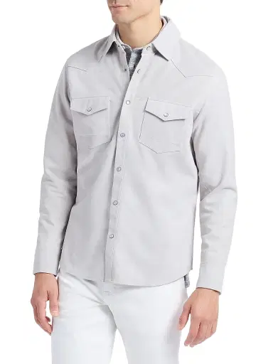 Robert Graham Men's Marstow Leather Shirt Jacket - Stone | Thumbnail 4 Robert Graham Men's Marstow Leather Shirt Jacket - Stone | Thumbnail 4