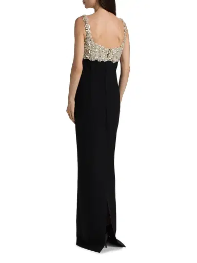 Oscar de la Renta Women's Mother-of-Pearl & Crystal Floral-Embroidered Bustier Gown - Black | Thumbnail 5 Oscar de la Renta Women's Mother-of-Pearl & Crystal Floral-Embroidered Bustier Gown - Black | Thumbnail 5