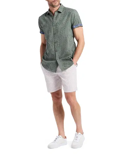 Robert Graham Men's Grafton Floral Short-Sleeve Shirt - Olive | Thumbnail 2 Robert Graham Men's Grafton Floral Short-Sleeve Shirt - Olive | Thumbnail 2