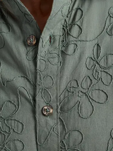 Robert Graham Men's Grafton Floral Short-Sleeve Shirt - Olive | Thumbnail 7 Robert Graham Men's Grafton Floral Short-Sleeve Shirt - Olive | Thumbnail 7