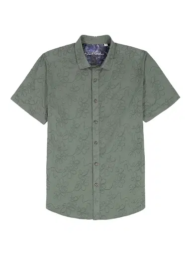 Robert Graham Men's Grafton Floral Short-Sleeve Shirt - Olive | Thumbnail 1 Robert Graham Men's Grafton Floral Short-Sleeve Shirt - Olive | Thumbnail 1