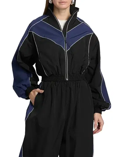 Ronny Kobo Women's Brenton Nylon Crop Jacket - Black Navy | Thumbnail 3 Ronny Kobo Women's Brenton Nylon Crop Jacket - Black Navy | Thumbnail 3