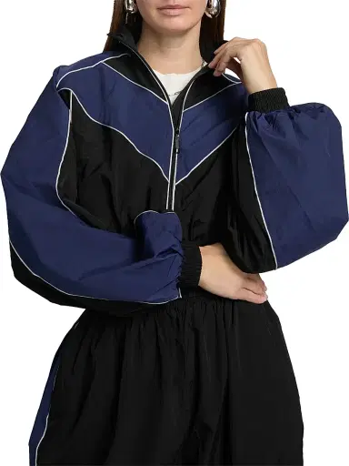 Ronny Kobo Women's Brenton Nylon Crop Jacket - Black Navy | Thumbnail 6 Ronny Kobo Women's Brenton Nylon Crop Jacket - Black Navy | Thumbnail 6