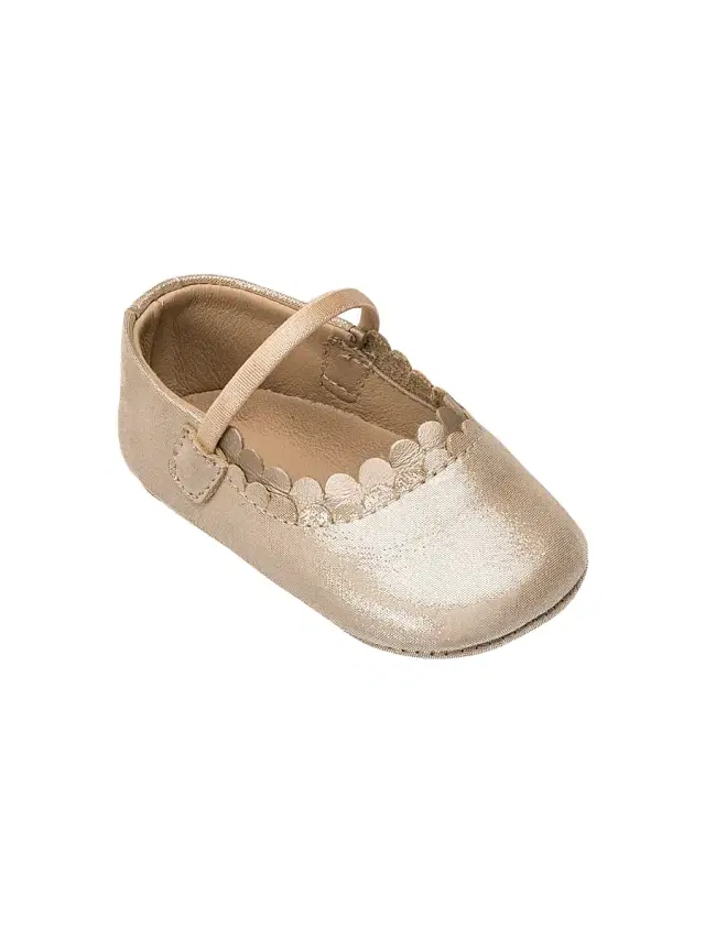 Baby Girl's Ava Scalloped Metallic Leather Ballet Flats - Talc 1 (Baby) Baby Girl's Ava Scalloped Metallic Leather Ballet Flats - Talc 1 (Baby)