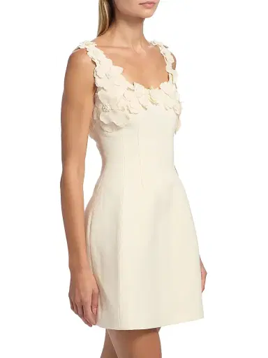 MONIQUE LHUILLIER Women's Floral Appliqué Scoopneck Cocktail Dress - Ivory - Size 14 | Thumbnail 4 MONIQUE LHUILLIER Women's Floral Appliqué Scoopneck Cocktail Dress - Ivory - Size 14 | Thumbnail 4
