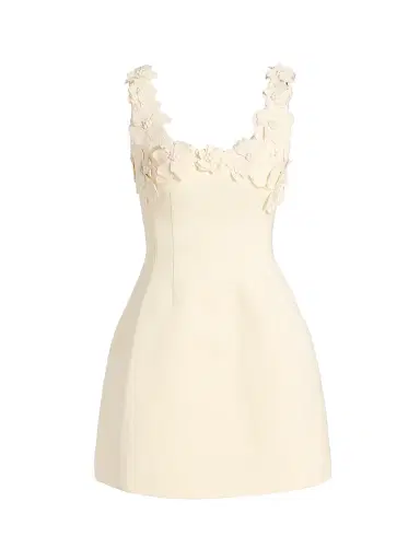 MONIQUE LHUILLIER Women's Floral Appliqué Scoopneck Cocktail Dress - Ivory - Size 14 | Thumbnail 1 MONIQUE LHUILLIER Women's Floral Appliqué Scoopneck Cocktail Dress - Ivory - Size 14 | Thumbnail 1