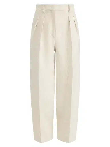 Altuzarra Women's Dash Pleated Linen-Blend Pants - Mortar Melange | Thumbnail 1 Altuzarra Women's Dash Pleated Linen-Blend Pants - Mortar Melange | Thumbnail 1