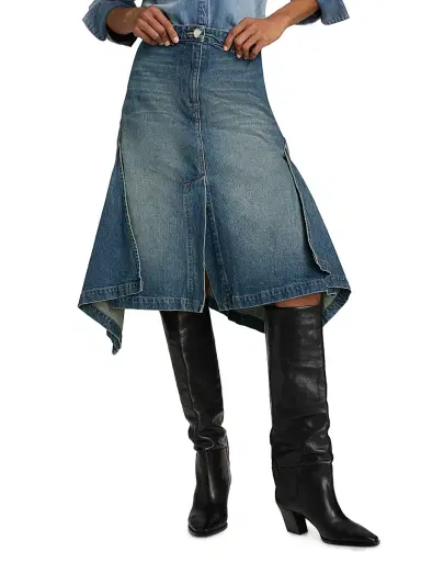 Brandon Maxwell Women's Frankie Denim Cascade Skirt - Dakota Wash | Thumbnail 3 Brandon Maxwell Women's Frankie Denim Cascade Skirt - Dakota Wash | Thumbnail 3