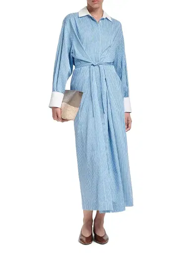 Altuzarra Women's Floyd Striped Cotton Maxi Shirtdress - Azure Stripe | Thumbnail 2 Altuzarra Women's Floyd Striped Cotton Maxi Shirtdress - Azure Stripe | Thumbnail 2