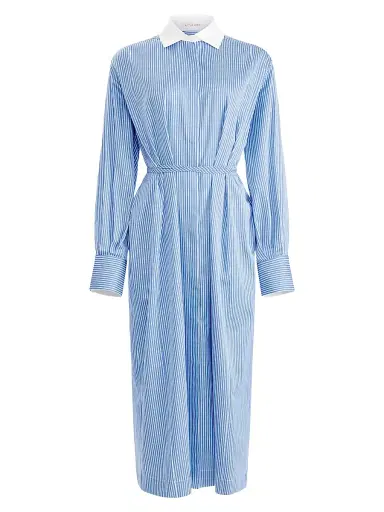 Altuzarra Women's Floyd Striped Cotton Maxi Shirtdress - Azure Stripe | Thumbnail 1 Altuzarra Women's Floyd Striped Cotton Maxi Shirtdress - Azure Stripe | Thumbnail 1