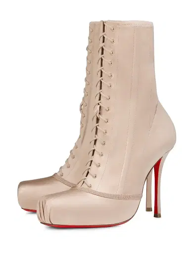 Christian Louboutin Women's Pavlova 100MM Booties in Crepe Satin - Blush - Size 12 | Thumbnail 2 Christian Louboutin Women's Pavlova 100MM Booties in Crepe Satin - Blush - Size 12 | Thumbnail 2