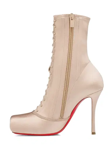Christian Louboutin Women's Pavlova 100MM Booties in Crepe Satin - Blush - Size 12 | Thumbnail 3 Christian Louboutin Women's Pavlova 100MM Booties in Crepe Satin - Blush - Size 12 | Thumbnail 3
