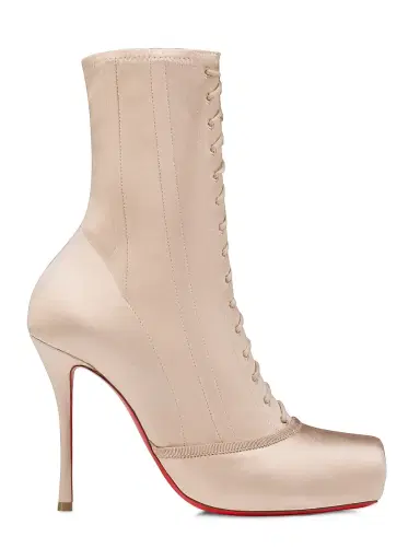 Christian Louboutin Women's Pavlova 100MM Booties in Crepe Satin - Blush - Size 12 | Thumbnail 1 Christian Louboutin Women's Pavlova 100MM Booties in Crepe Satin - Blush - Size 12 | Thumbnail 1