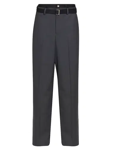 Sacai Men's Double-Waist Suiting Wool-Blend Pants - Grey - Size XL | Thumbnail 1 Sacai Men's Double-Waist Suiting Wool-Blend Pants - Grey - Size XL | Thumbnail 1
