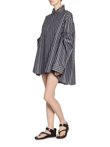 sacai Women's Striped Poplin Oversized Shirt - Navy Stripe | Thumbnail 2 sacai Women's Striped Poplin Oversized Shirt - Navy Stripe | Thumbnail 2