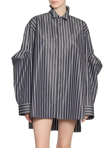 sacai Women's Striped Poplin Oversized Shirt - Navy Stripe | Thumbnail 3 sacai Women's Striped Poplin Oversized Shirt - Navy Stripe | Thumbnail 3