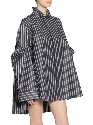 sacai Women's Striped Poplin Oversized Shirt - Navy Stripe | Thumbnail 4 sacai Women's Striped Poplin Oversized Shirt - Navy Stripe | Thumbnail 4