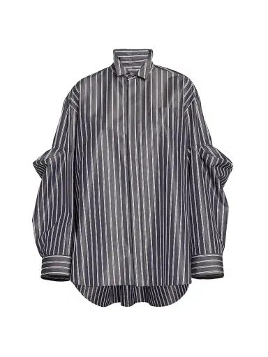 sacai Women's Striped Poplin Oversized Shirt - Navy Stripe | Thumbnail 1 sacai Women's Striped Poplin Oversized Shirt - Navy Stripe | Thumbnail 1