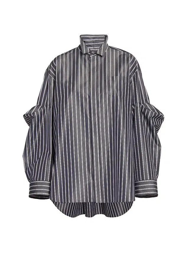 Women's Striped Poplin Oversized Shirt - Navy Stripe Women's Striped Poplin Oversized Shirt - Navy Stripe