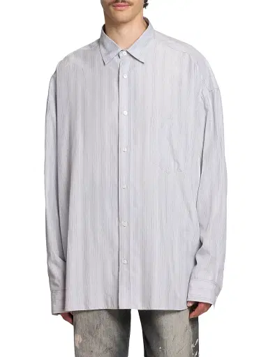 Acne Studios Men's Soffia New Round Striped Oversized Shirt - Grey Multi | Thumbnail 3 Acne Studios Men's Soffia New Round Striped Oversized Shirt - Grey Multi | Thumbnail 3
