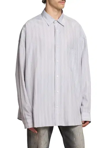 Acne Studios Men's Soffia New Round Striped Oversized Shirt - Grey Multi | Thumbnail 4 Acne Studios Men's Soffia New Round Striped Oversized Shirt - Grey Multi | Thumbnail 4