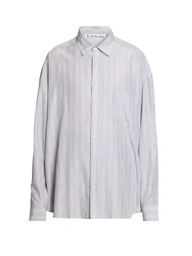 Acne Studios Men's Soffia New Round Striped Oversized Shirt - Grey Multi | Thumbnail 1 Acne Studios Men's Soffia New Round Striped Oversized Shirt - Grey Multi | Thumbnail 1