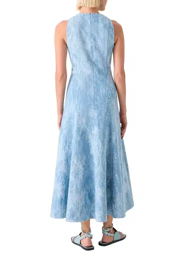 Akris punto Women's Washed Jacquard Denim A-Line Midi-Dress | Thumbnail 4 Akris punto Women's Washed Jacquard Denim A-Line Midi-Dress | Thumbnail 4