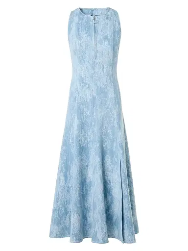 Akris punto Women's Washed Jacquard Denim A-Line Midi-Dress | Thumbnail 1 Akris punto Women's Washed Jacquard Denim A-Line Midi-Dress | Thumbnail 1
